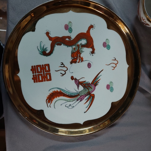 Vintage Gold Trimmed Asian PHOENIX Tea Set (4pcs) Hand-Painted - Picture 7 of 15